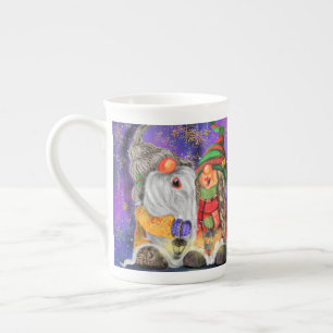 Couple Hugged Gnomes Singing Happy Christmas Song Bone China Mug