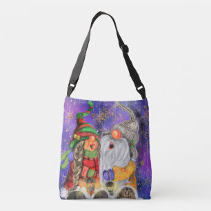 Couple Hugged Gnomes Singing Happy Christmas Song Crossbody Bag
