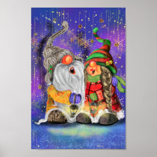 Couple Hugged Gnomes Singing Happy Christmas Song  Poster