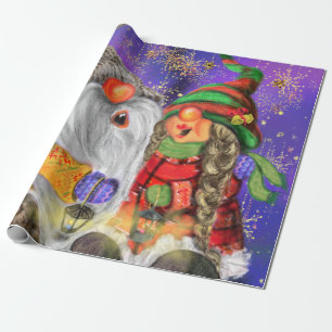Couple Hugged Gnomes Singing Happy Christmas Song  Wrapping Paper