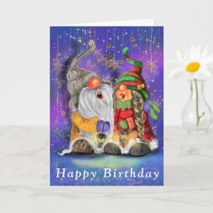 Couple Hugged Gnomes Singing Happy Song - Birthday Card