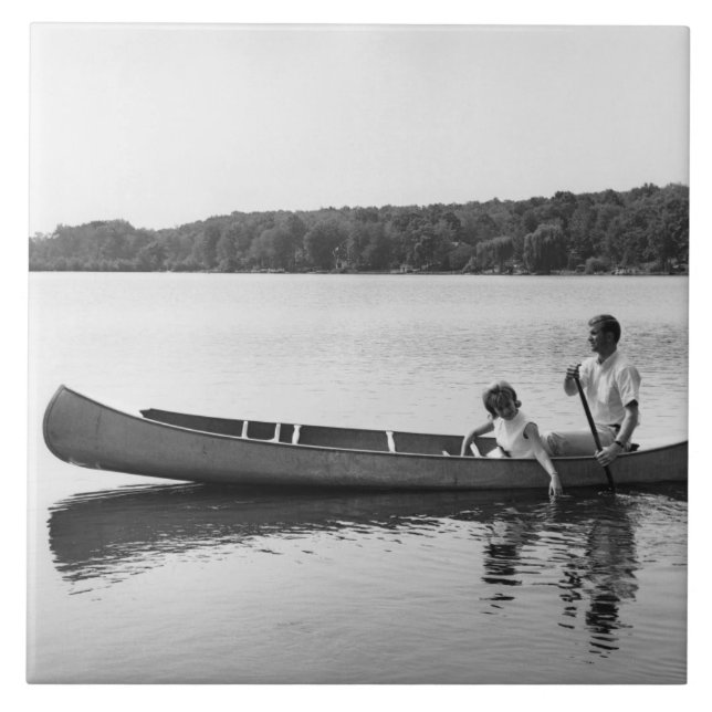 Couple in a Canoe Ceramic Tile (Front)