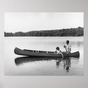 Couple in a Canoe Poster