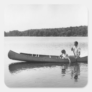 Couple in a Canoe Square Sticker
