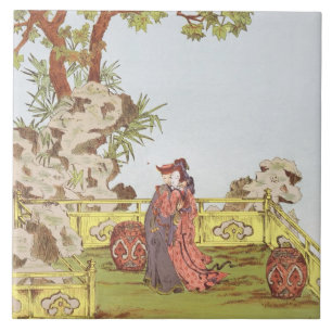 Couple in a Chinese garden, from 'Ornaments of Chi Tile