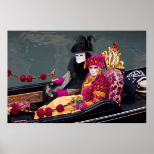 Couple In Gondola At Carnival, Venice Poster