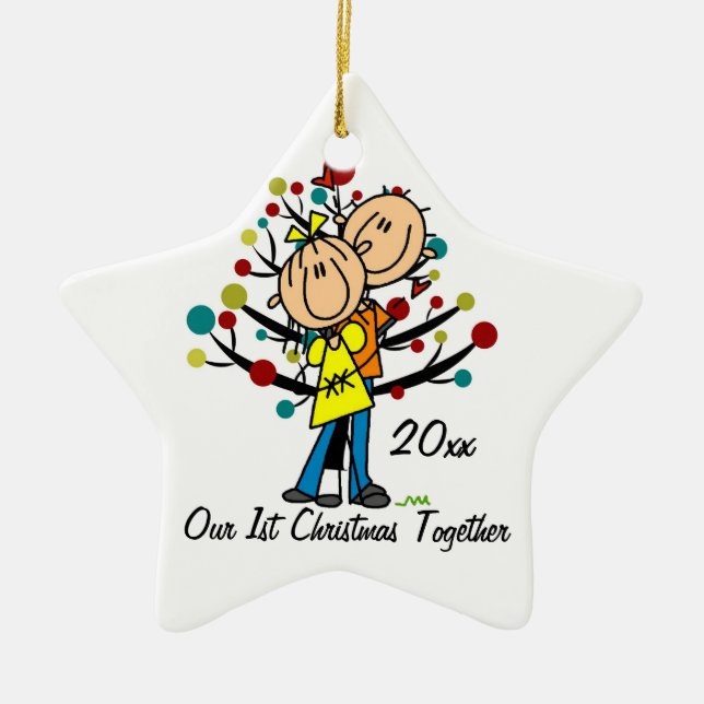 Couple in Love 1st Christmas Personalised Ornament (Front)