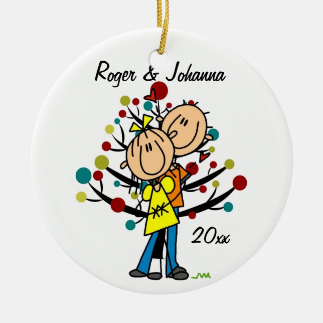 Couple in Love 1st Christmas Personalised Ornament (Front)
