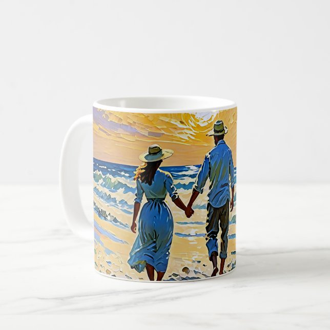 Couple in love at the beach - Coffee Mug (Front Left)
