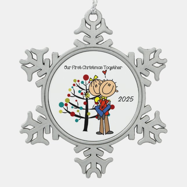 Couple in Love First Christmas Snowflake Ornament (Front)