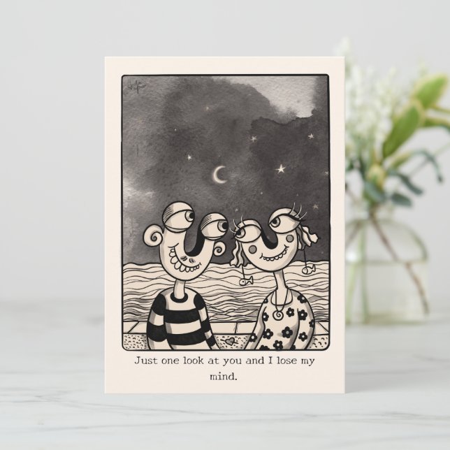 Couple In love hand drawn Valentine's Card (Standing Front)