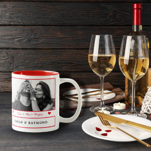 Couple in Love I Personalised 2 Photos I Red I  Two-Tone Coffee Mug