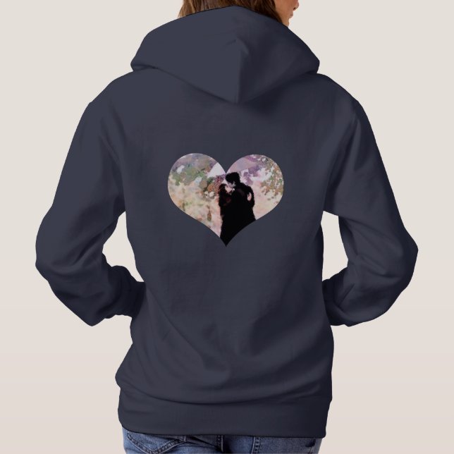 Couple in Love Kissing In The Rain Abstract Art Hoodie (Back)