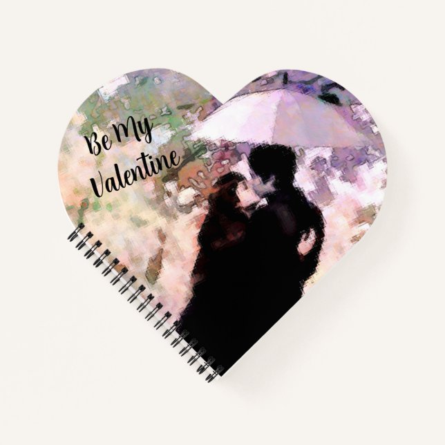 Couple in Love Kissing In The Rain Abstract Art Notebook (Front)
