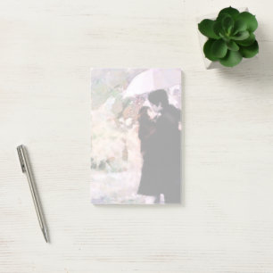 Couple in Love Kissing In The Rain Abstract Art Post-it Notes