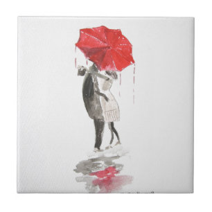 Couple in love kissing wedding anniversary ceramic tile