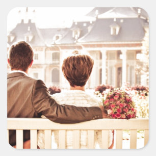 Couple in Love on park bench Square Sticker