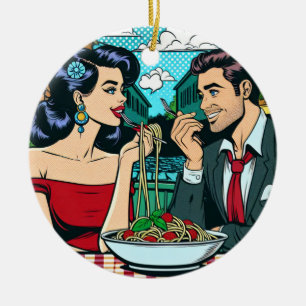 Couple in Love   Pop Art Ceramic Ornament