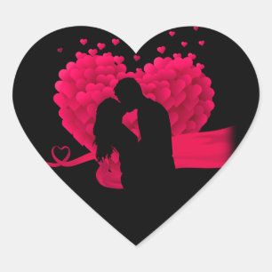 Couple in Love Red Hearts Heart Sticker