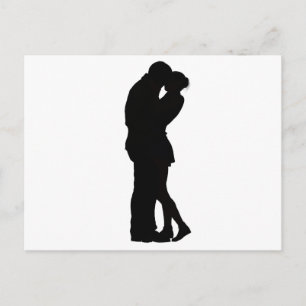 Couple in Love Silhouette embracing hug intimacy Postcard