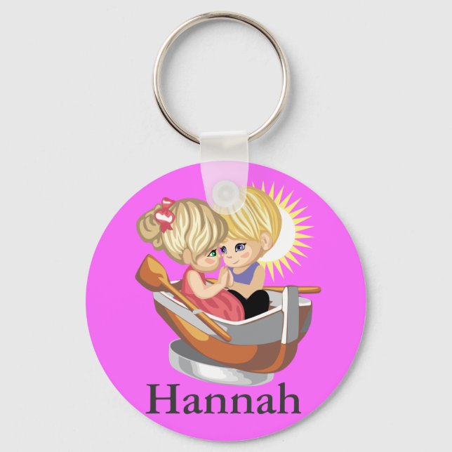 Couple in Rowing Boat Key Ring (Front)