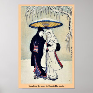 Couple in the snow by Suzuki,Harunobu Poster