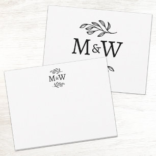 Couple Initial Monogram Botanical Elegant Card