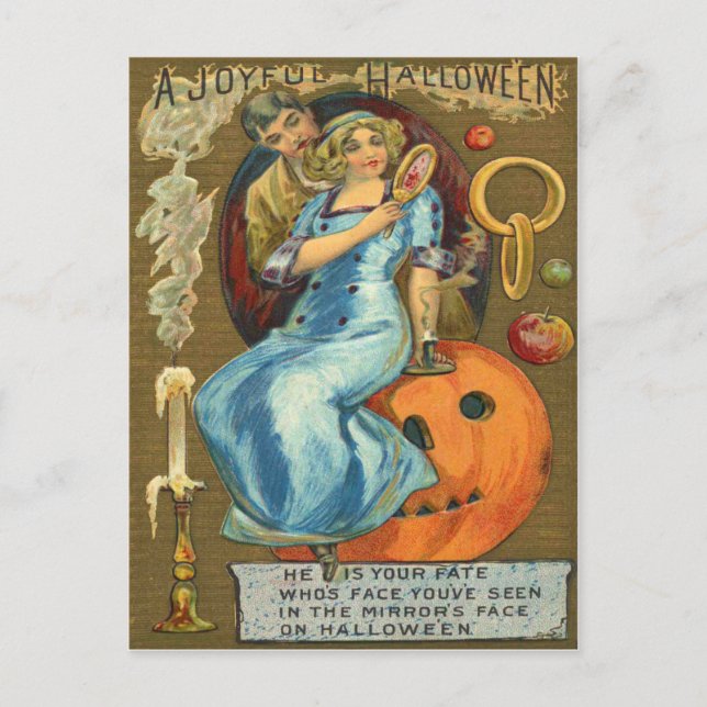 Couple Jack O Lantern Pumpkin Apple Postcard (Front)