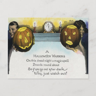 Couple Jack O Lantern Pumpkin Postcard