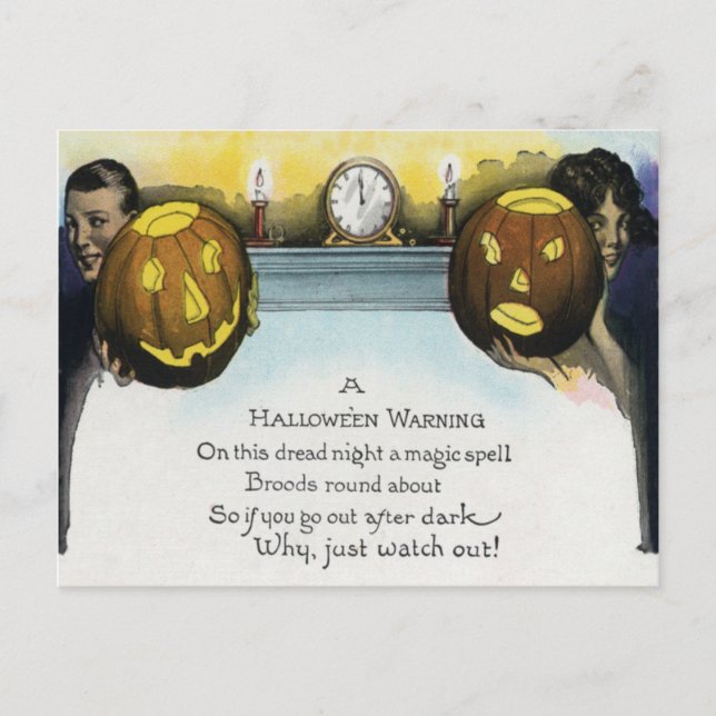 Couple Jack O Lantern Pumpkin Postcard (Front)