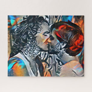 Couple Kissing   Colourful Abstract Jigsaw Puzzle