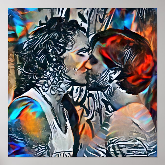 Couple Kissing | Colourful Abstract  Poster (Front)