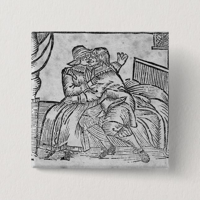 Couple Kissing, illustration 'Roxburghe Ballads' 15 Cm Square Badge (Front)
