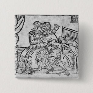 Couple Kissing, illustration 'Roxburghe Ballads' 15 Cm Square Badge