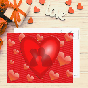 Couple Kissing in Heart with More Hearts Postcard