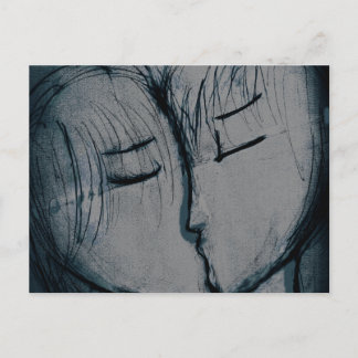 couple kissing, romantic postcard