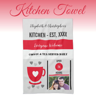Couple kitchen est date coffee photo red tea towel