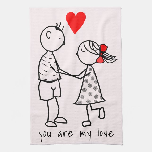 Couple Kitchen Towel - You Are My Love - Your Text (Vertical)