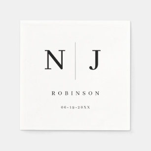 Couple Last Name Minimalist Typography Wedding Napkin