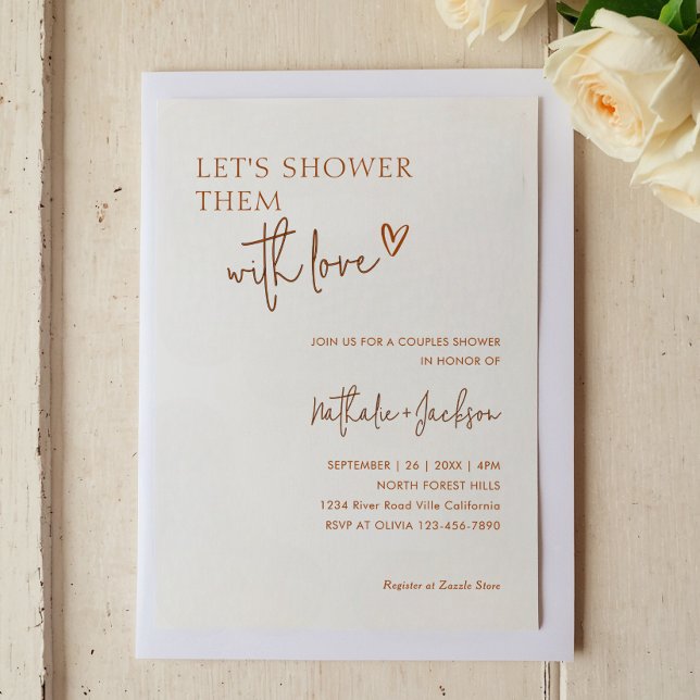 Couple Let's Shower Them Terracotta Bridal Invitation (Creator Uploaded)