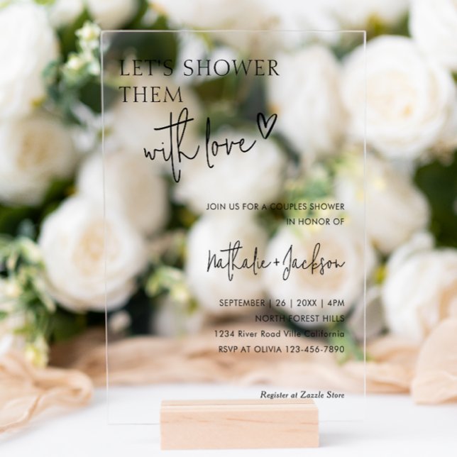 Couple Let's Shower Them With Love Bridal Acrylic Invitations (Creator Uploaded)
