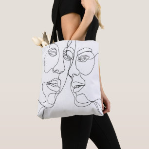 Couple Line Art Tote Bag