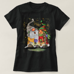 Couple Little Gnomes Singing Happy Christmas Song  T-Shirt