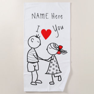 Couple Love Beach Towel Gift with Custom Your Name