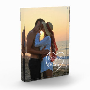 Couple Love Heart Photo Names Block