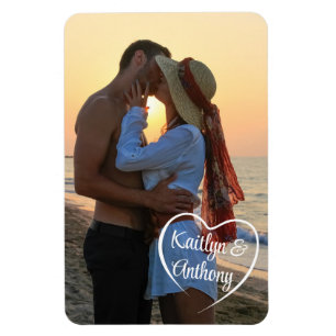 Couple Love Heart Photo Names Magnet