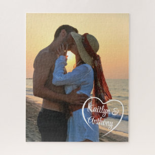 Couple Love Heart Photo Personalised Jigsaw Puzzle