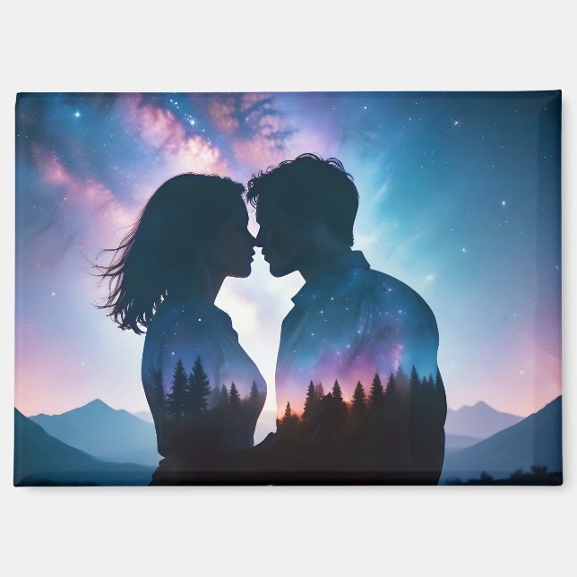 Couple Love Romantic Sunset Silhouette Wedding Magnet (Front)