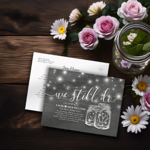 Couple Mason Jars We Still Do Wedding Postponement Announcement Postcard