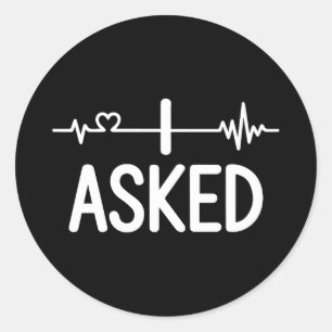 Couple matching engagement party i asked premium  classic round sticker